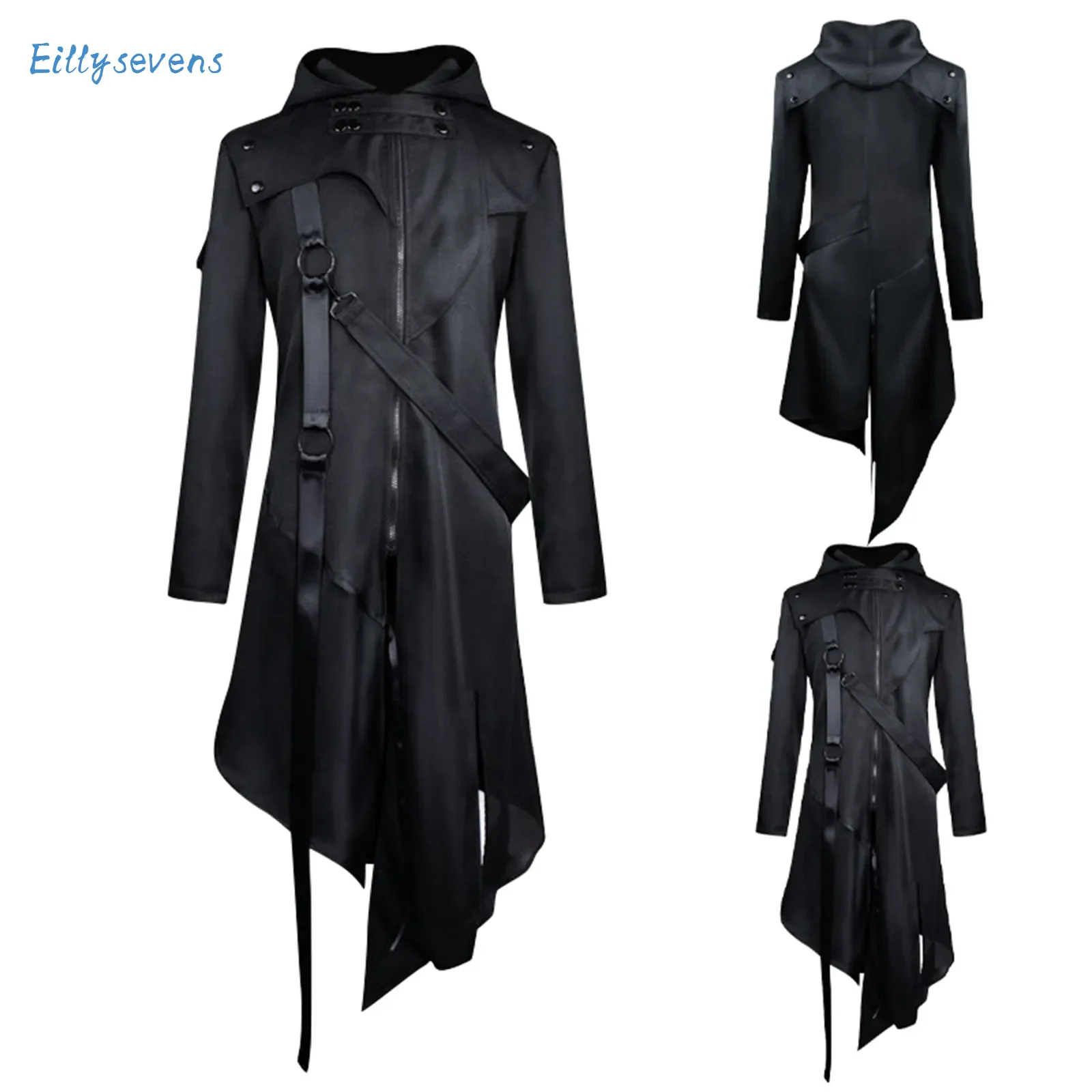 Men Cosplay Costume Medieval Gothic Steampunk Tailcoat Jackets Black Brocade Jackets Cosplay Black Knight Zipper Hooded Jackets
Men Cosplay Costume Medieval Gothic Steampunk Tailcoat Jackets Black Brocade Jackets Cosplay Black Knight Zipper Hooded Jackets