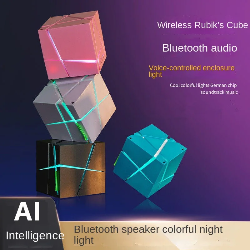 

Rubik's Cube AI smart Bluetooth speaker creative colorful light subwoofer mini wireless card small speaker