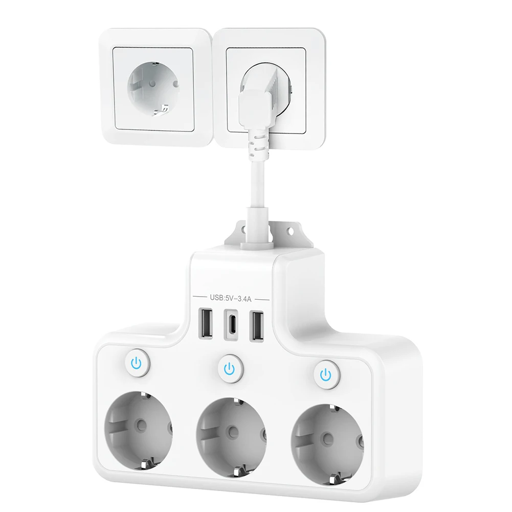 EU Plug Outlet Power Strip 3-Way Cord Multiple Electrical Socket Wall Socket Expansion Plug Fast Charge USB Charge Max 4000W
EU Plug Outlet Power Strip 3-Way Cord Multiple Electrical Socket Wall Socket Expansion Plug Fast Charge USB Charge Max 4000W