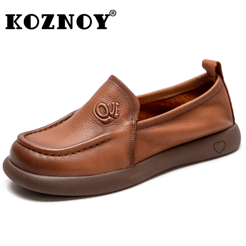 

Koznoy 2.5cm Sewing Cow Suede Genuine Leather Soft Soled Women 2024 Vintage Flats Ethnic Summer Comfy Spring Casual Loafer Shoes