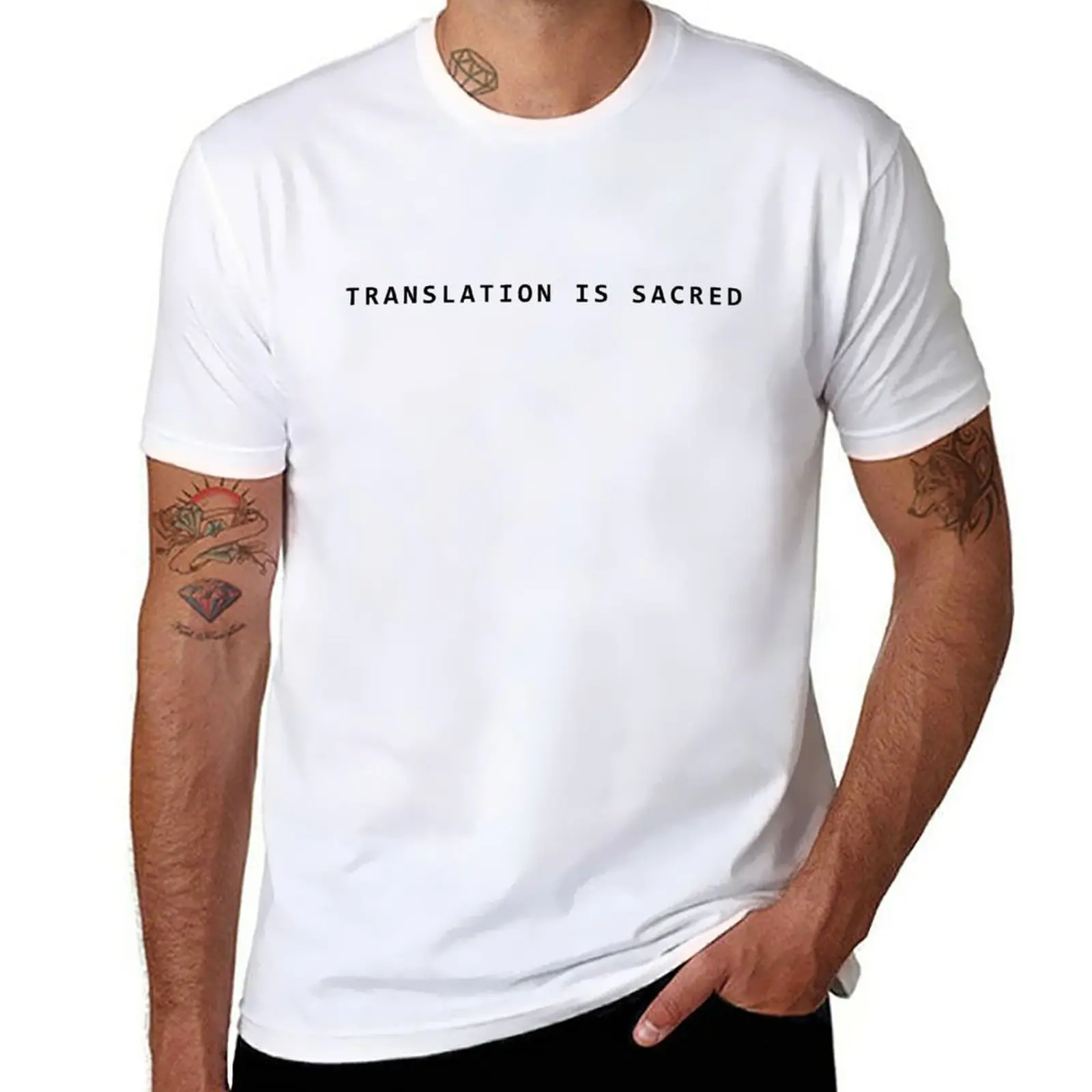 

Translation is sacred T-Shirt sublime summer tops vintage clothes plain heavyweight t shirts for men