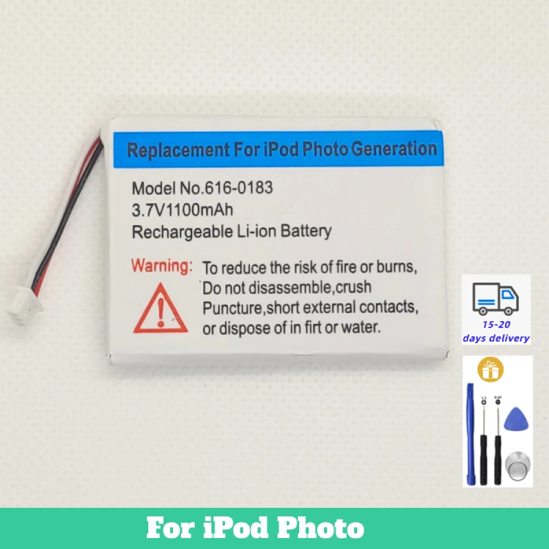 Replacement Battery for iPod Classic 4th Gen and Photo U2, Compatible with 616-0183, 750aMH, 1100aMH
Replacement Battery for iPod Classic 4th Gen and Photo U2, Compatible with 616-0183, 750aMH, 1100aMH