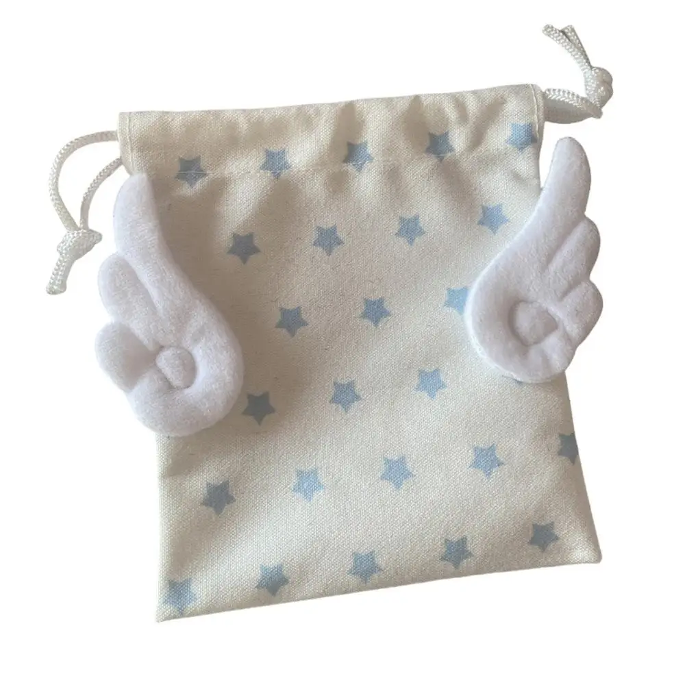 Korean INS Wing Stars Design Drawstring Storage Bag Portable Canvas Bundle Pocket Dustproof Stationery Storage Bag Organizer Bag Korean INS Wing Stars Design Drawstring Storage Bag Portable Canvas Bundle Pocket Dustproof Stationery Storage Bag Organizer Bag