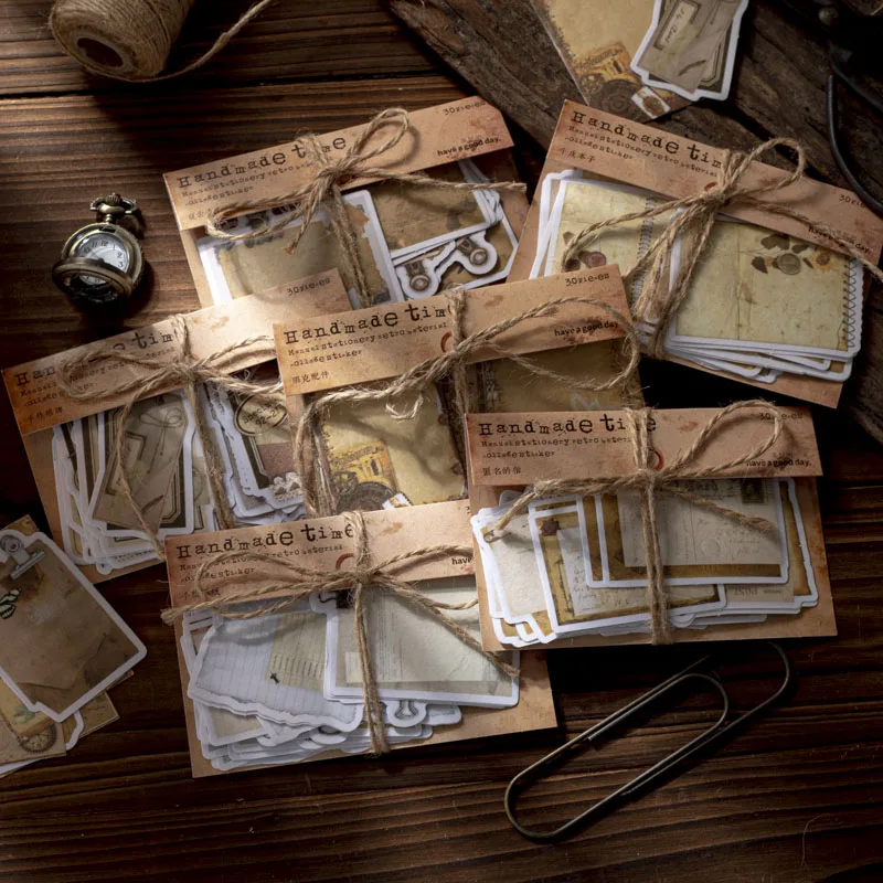 30 pcs Vintage Old Style Decorative Diary Album Stationery Stickers Creativity Diy hand made junk journal supplies
30 pcs Vintage Old Style Decorative Diary Album Stationery Stickers Creativity Diy hand made junk journal supplies