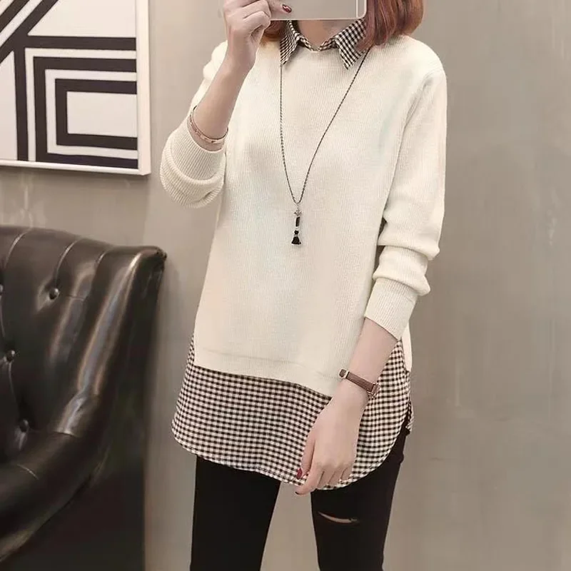 Casual Korean Solid Knitted Spliced Long Sleeve Tops Autumn Winter Fashion Polo-Neck Fake Two Pieces Sweaters Women's Clothing
Casual Korean Solid Knitted Spliced Long Sleeve Tops Autumn Winter Fashion Polo-Neck Fake Two Pieces Sweaters Women's Clothing