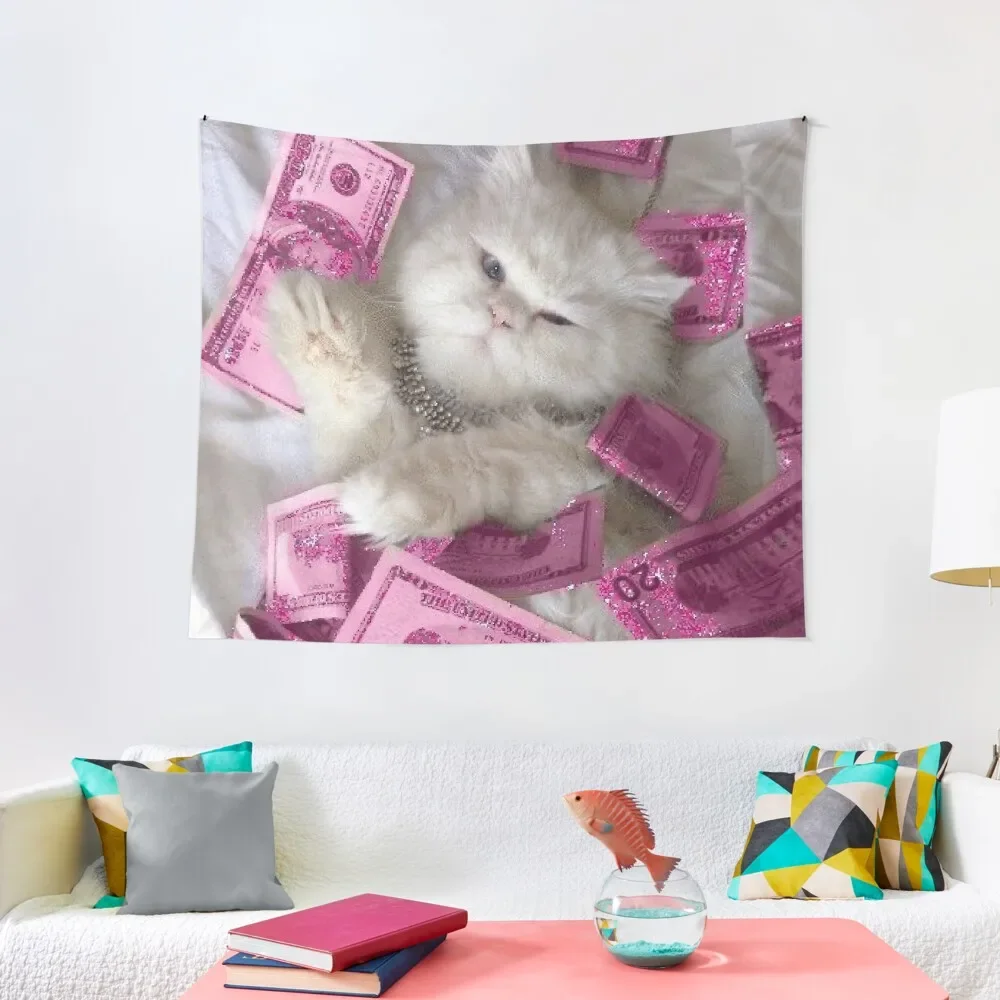 

cat with money Tapestry Tapete For The Wall Room Decor For Girls Room Decoration Accessories Room Decore Aesthetic Tapestry