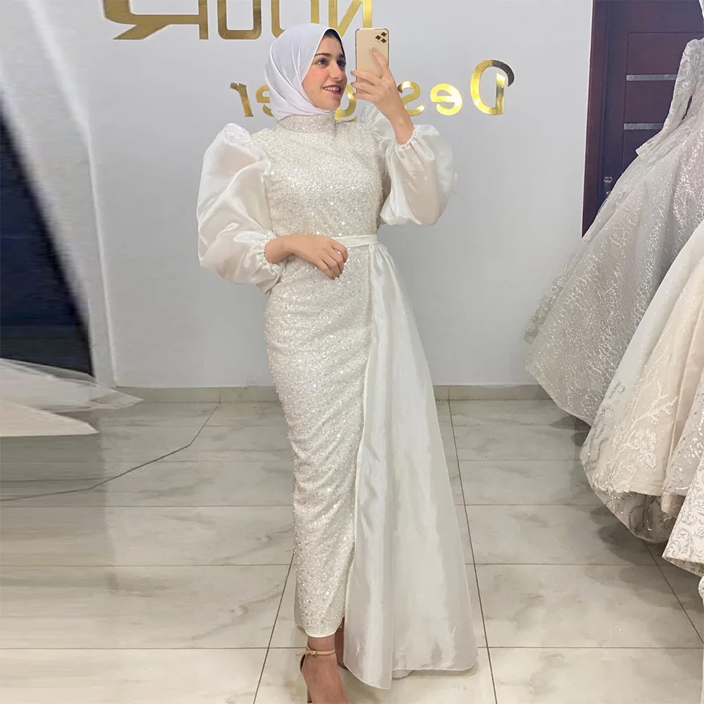 Sevintage Modest Beadings Satin Mermaid Prom Dresses Long Sleeves High-Neck Muslim Evening Dress Hijab Islamic Formal Gown 
Sevintage Modest Beadings Satin Mermaid Prom Dresses Long Sleeves High-Neck Muslim Evening Dress Hijab Islamic Formal Gown