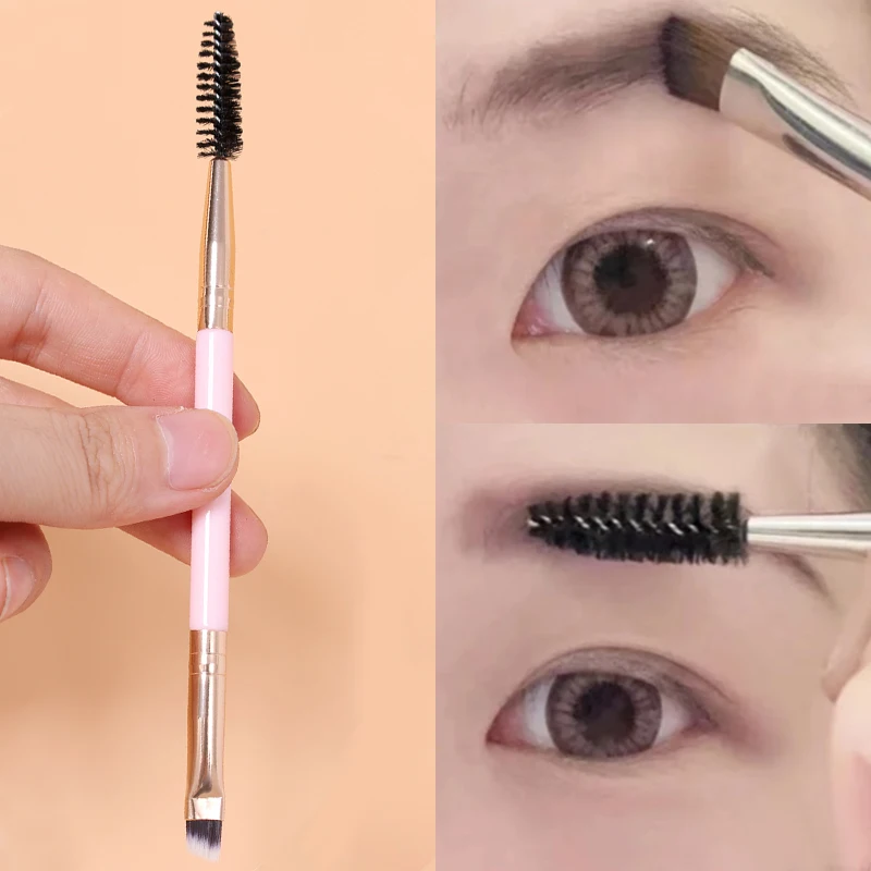 

Double-headed Eyebrow Brushes Eyelash Comb Angled and Spoolie Brush 2 In 1 Eye Brow Beauty Makeup Brushes for Eyebrow & Eyelash