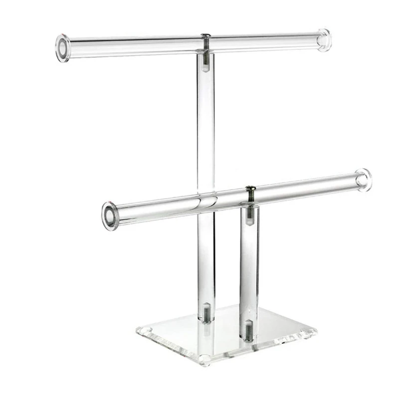 

Jewelry Display Stands for Show Clear Acrylic 2-Tier for T Bar Trade Store Exhibit Photo Prop Display Holder Stand Dropship