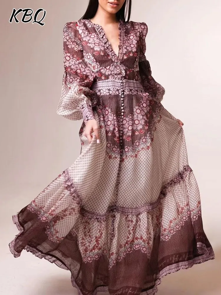 KBQ Hit Color Spliced Lace Up Dress For Women V Neck Lantern Sleeve High Waist Print Slimming Vintage Dresses Female Fashion New
KBQ Hit Color Spliced Lace Up Dress For Women V Neck Lantern Sleeve High Waist Print Slimming Vintage Dresses Female Fashion New