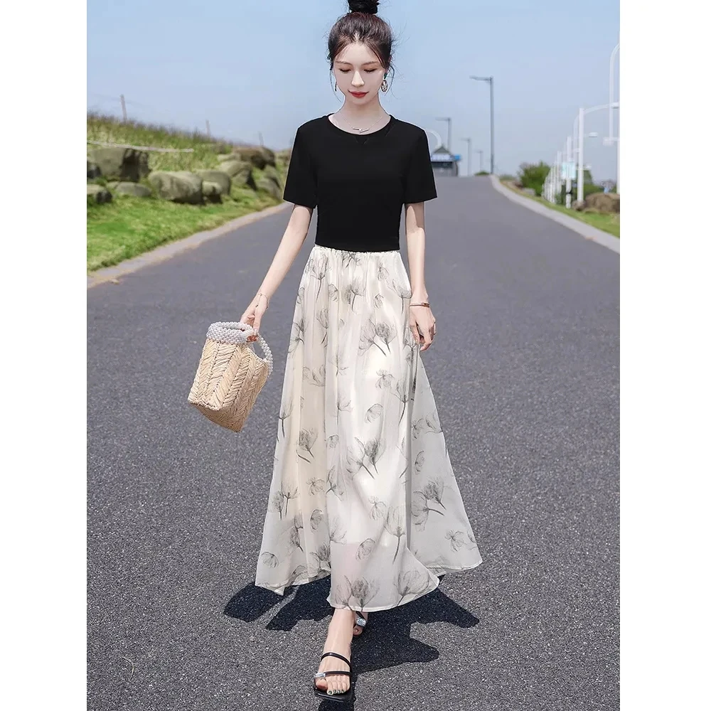 2024 New Summer Suit Women's Clothing Summer Korean Slim Short Sleeve T-shirts Tops + High Waist Floral Skirt Two piece Sets 117
2024 New Summer Suit Women's Clothing Summer Korean Slim Short Sleeve T-shirts Tops + High Waist Floral Skirt Two piece Sets 117