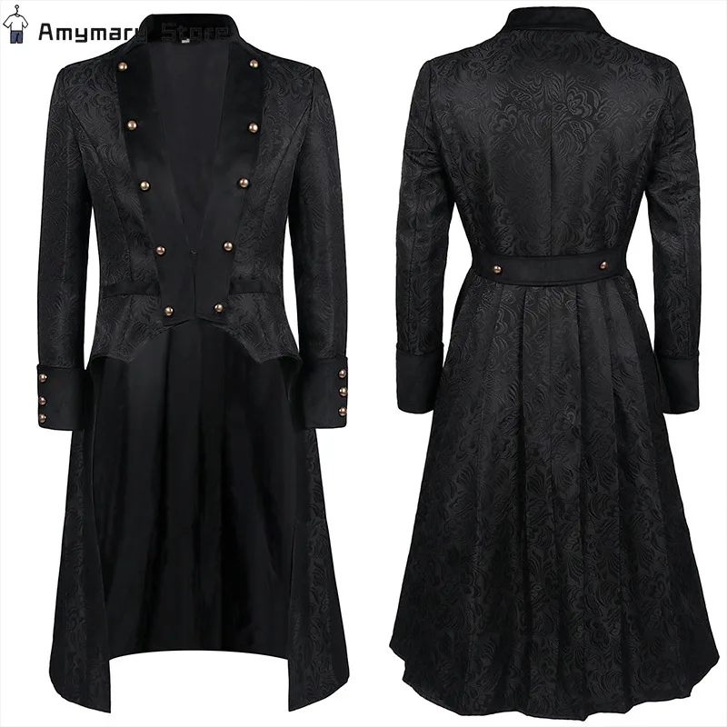 

Hot Sale Men's Medieval Vintage Jacquard Coat Victorian Steampunk Tuxedo Jacket Jacket Renaissance Cosplay Costumes Gothic Coat