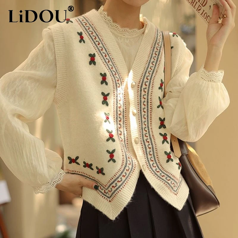 Spring Autumn New Fashion Printing Casual Sleeveless Sweater Cardigan Women High Street Loose Button Embroidered Patchwork Vest
Spring Autumn New Fashion Printing Casual Sleeveless Sweater Cardigan Women High Street Loose Button Embroidered Patchwork Vest