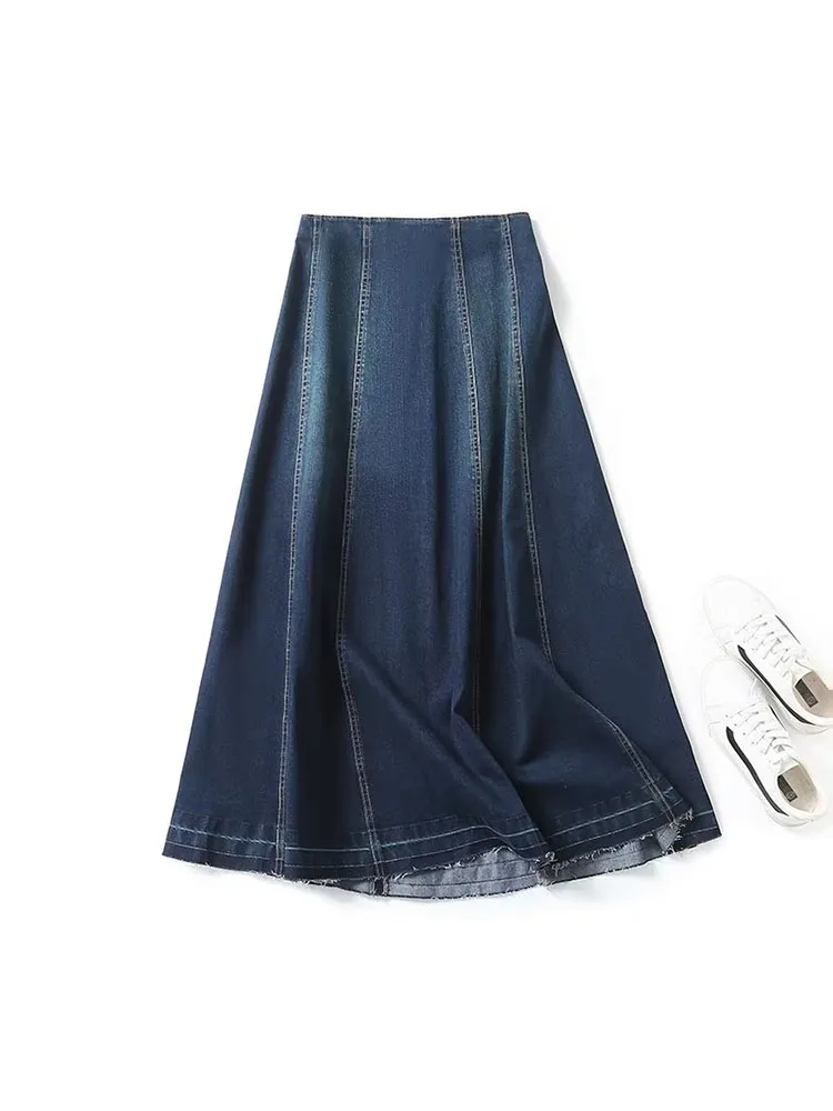 Women 2023 Winter New Fashion Raw-Edge Jeans Midi Skirt Vintage High Waist Back Zipper Female Skirts Mujer
Women 2023 Winter New Fashion Raw-Edge Jeans Midi Skirt Vintage High Waist Back Zipper Female Skirts Mujer