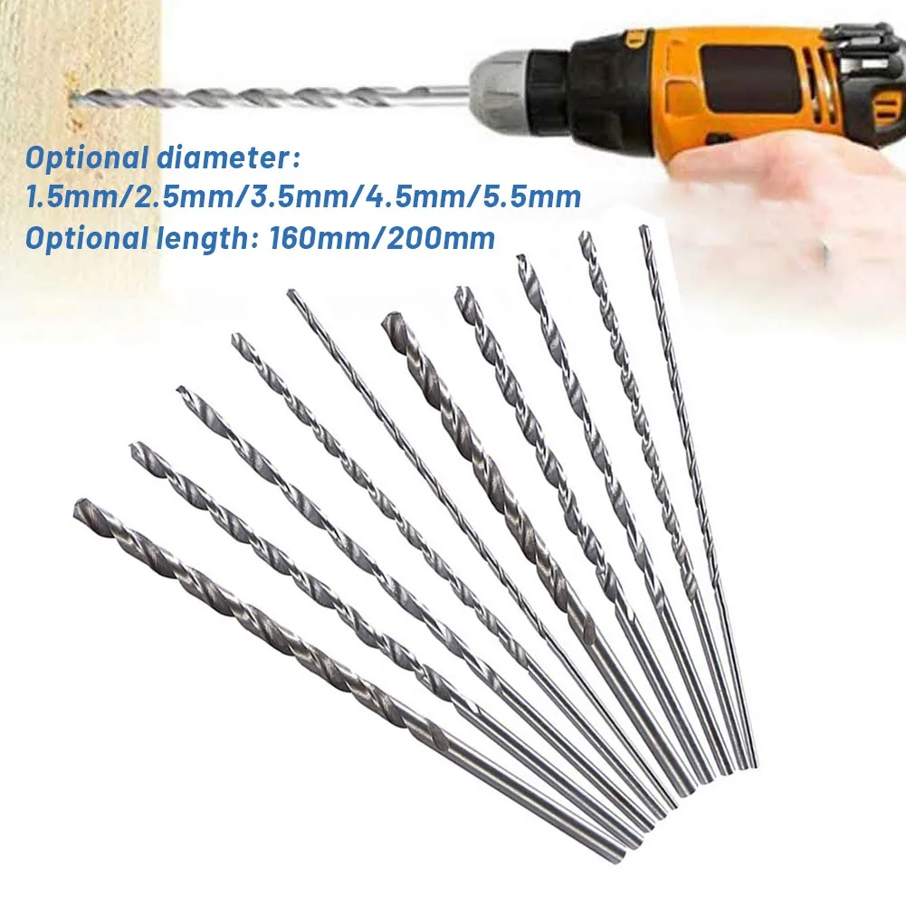 

160/200mm Length HSS Straight Shank Drill Bit 1.5-5.5mm Diameter Hole Saw Cutter Drilling Tool For Wood Aluminum Plastic