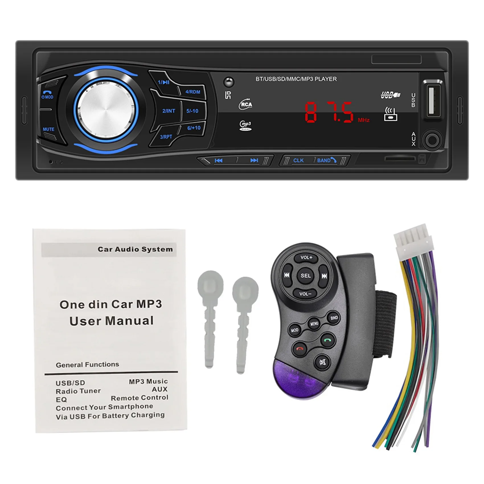 

Car Radio Stereo Player Digital Bluetooth Car MP3 Multimedia Player FM Audio USB/SD with in Dash 12V AUX Input SWM-1428