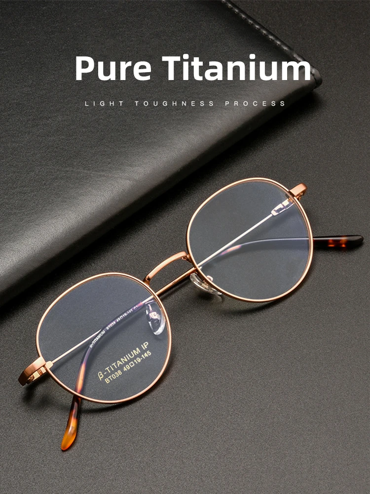

Vintage Titanium Eyeglasses Frame Men Round Myopia Prescription Glasses Women Retro Optical Luxury Brand Glasses Frame Eyewear