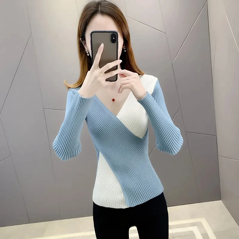 Women Sweater Autumn Knitted Pullovers V-neck Slim Fit Bottoming Shirt Solid Soft Knitwear Jumpers Basic Sweaters
Women Sweater Autumn Knitted Pullovers V-neck Slim Fit Bottoming Shirt Solid Soft Knitwear Jumpers Basic Sweaters