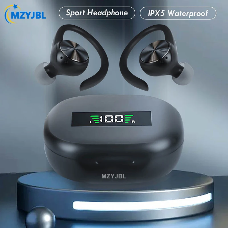 

MZYJBL Wireless Bluetooth Earphones R200 Open Ear TWS Headphones HiFi Sound Earhooks Sports Headset LED Display Earbuds For TV