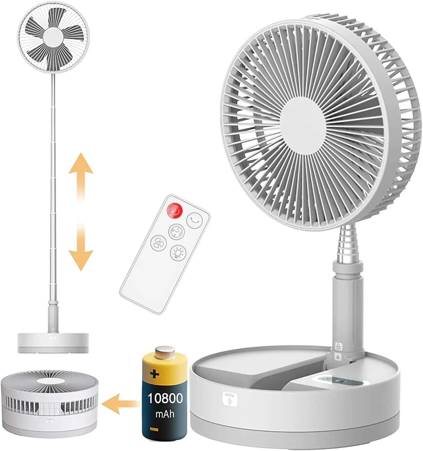 Oscillating Fan, 10800mAh Rechargeable Battery Operated Fan Desk and Floor Fan, 4 Speeds Height Adjustable Foldaway Fan with Rem
Oscillating Fan, 10800mAh Rechargeable Battery Operated Fan Desk and Floor Fan, 4 Speeds Height Adjustable Foldaway Fan with Rem