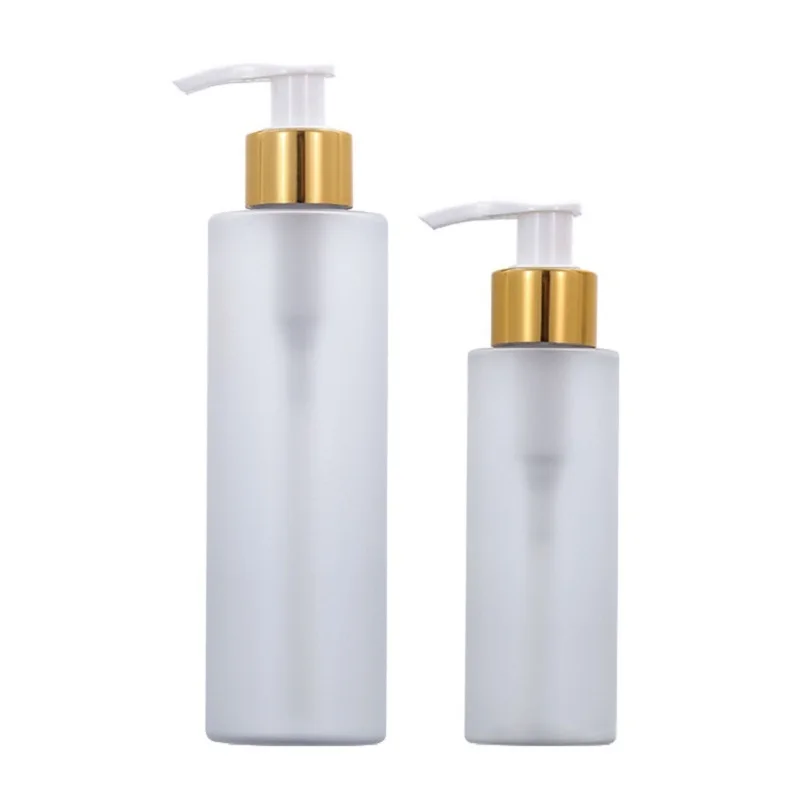 

25pcs Plastic Bottle Frost PET 100ML150ML 200ML Empty Cosmetic Packaging Gold Lotion Pump Shampoo Shower Gel Refillable Bottles