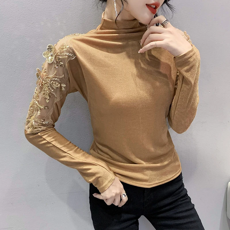 2023 New Fall Winter European Clothes T-Shirt Sexy Embroidery Shiny Beading Women Tops Long Sleeve Patchwork Hand Made Tees 3912
2023 New Fall Winter European Clothes T-Shirt Sexy Embroidery Shiny Beading Women Tops Long Sleeve Patchwork Hand Made Tees 3912