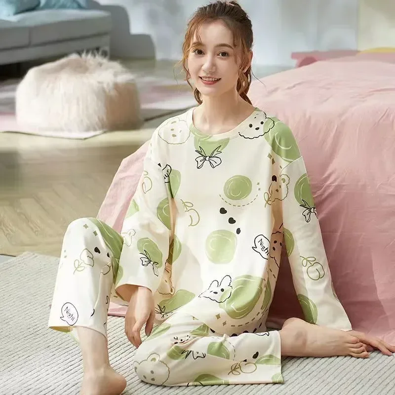Весенняя Пижама, Осенний пижамный комплект, пикантная Корейская Элегантная пижама из двух частей, Новая домашняя женская модная одежда с мультяшным рисунком, 2023
Весенняя Пижама, Осенний пижамный комплект, пикантная Корейская Элегантная пижама из двух частей, Новая домашняя женская модная одежда с мультяшным рисунком, 2023
