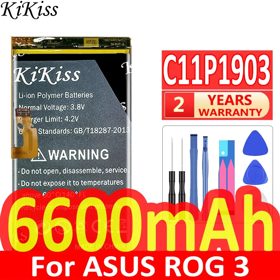 

KiKiss C11P1903 6600mAh Battery for ASUS Rog Phone 3 Phone3 ROG3 ROG 3 Batteries + Free Tools