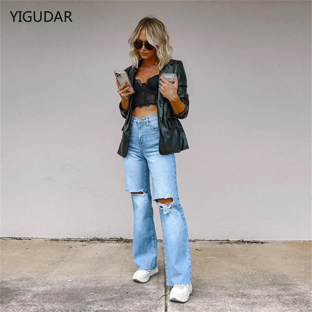 

Women Stretch Ripped Distressed Skinny High Waist Denim Pants Shredded Jeans Trousers Slim Jeggings Ladies Spring Autumn Wear