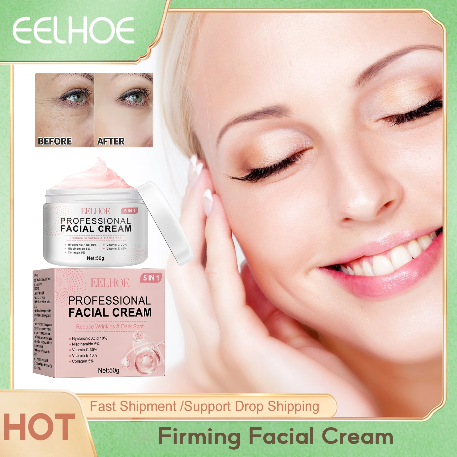 EELHOE Firming Face Cream Anti-Aging Wrinkle Remove Dark Spots Whitening Face Care Improve Dullness Dry Skin Moisturizing Cream
EELHOE Firming Face Cream Anti-Aging Wrinkle Remove Dark Spots Whitening Face Care Improve Dullness Dry Skin Moisturizing Cream