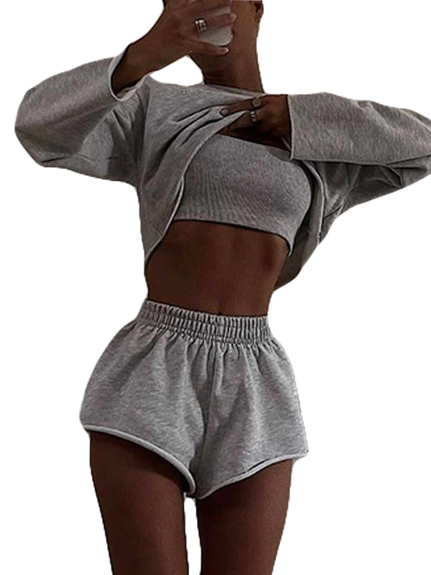 Women s Casual Letter Print Crew Neck Long Sleeve Cropped Sweatshirt and Shorts Set Stylish Camisoles Outfit for Fall
Women s Casual Letter Print Crew Neck Long Sleeve Cropped Sweatshirt and Shorts Set Stylish Camisoles Outfit for Fall