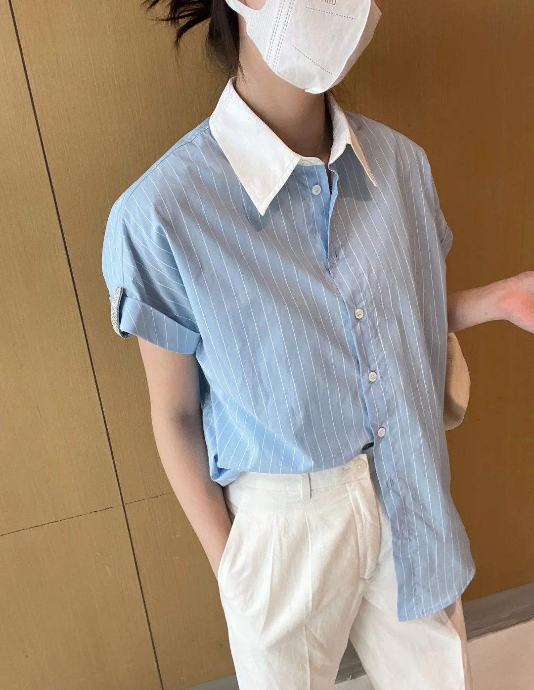 New women's clothing for spring And summer 2023 Contrast Color Lapels Striped Pure Cotton Shirt 0422
New women's clothing for spring And summer 2023 Contrast Color Lapels Striped Pure Cotton Shirt 0422