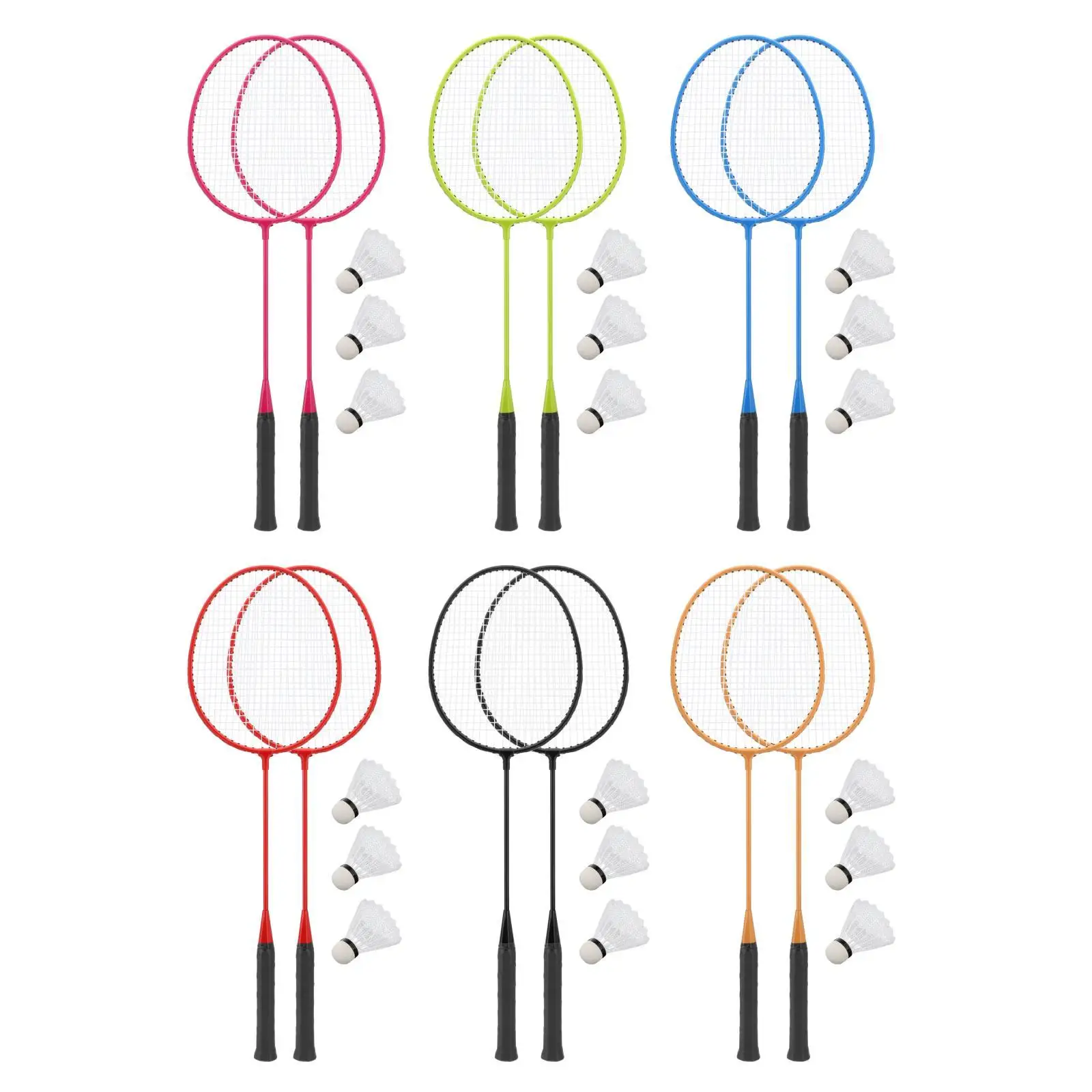 

2x Badminton Rackets with 3 Nylon Balls Beginners Badminton Shuttlecock