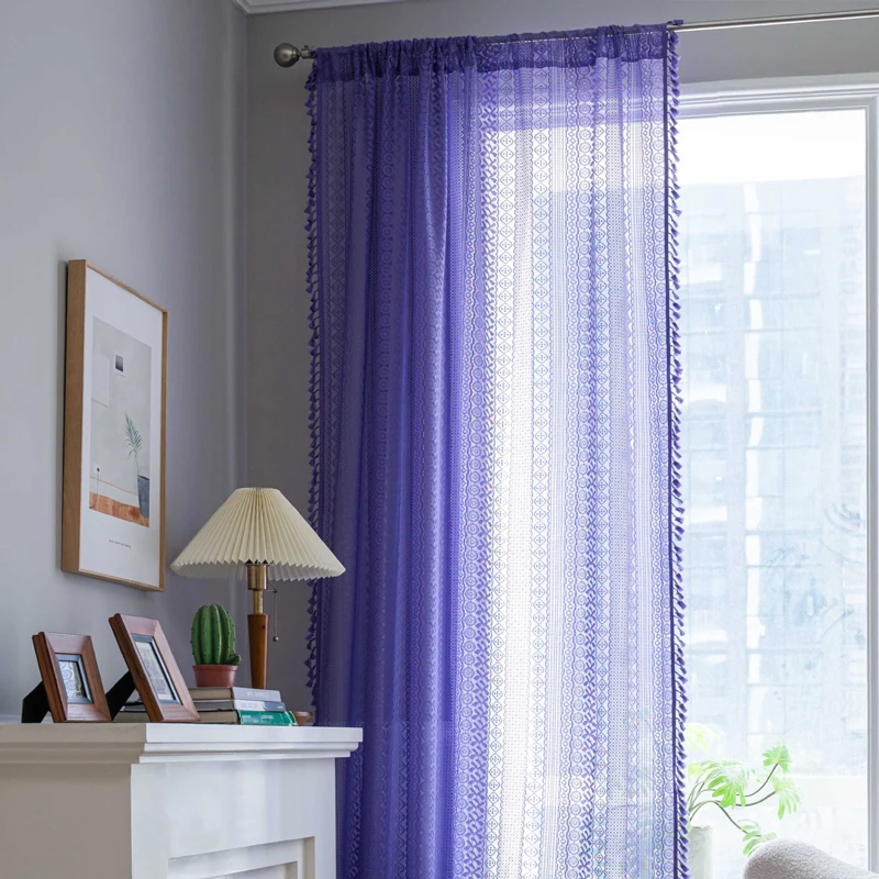 Crochet Boho Curtain for Bedroom Bohemian Knitting Lace with Handmade Tassels Vintage Semi Sheer Hollow Striped Window Treatment
Crochet Boho Curtain for Bedroom Bohemian Knitting Lace with Handmade Tassels Vintage Semi Sheer Hollow Striped Window Treatment