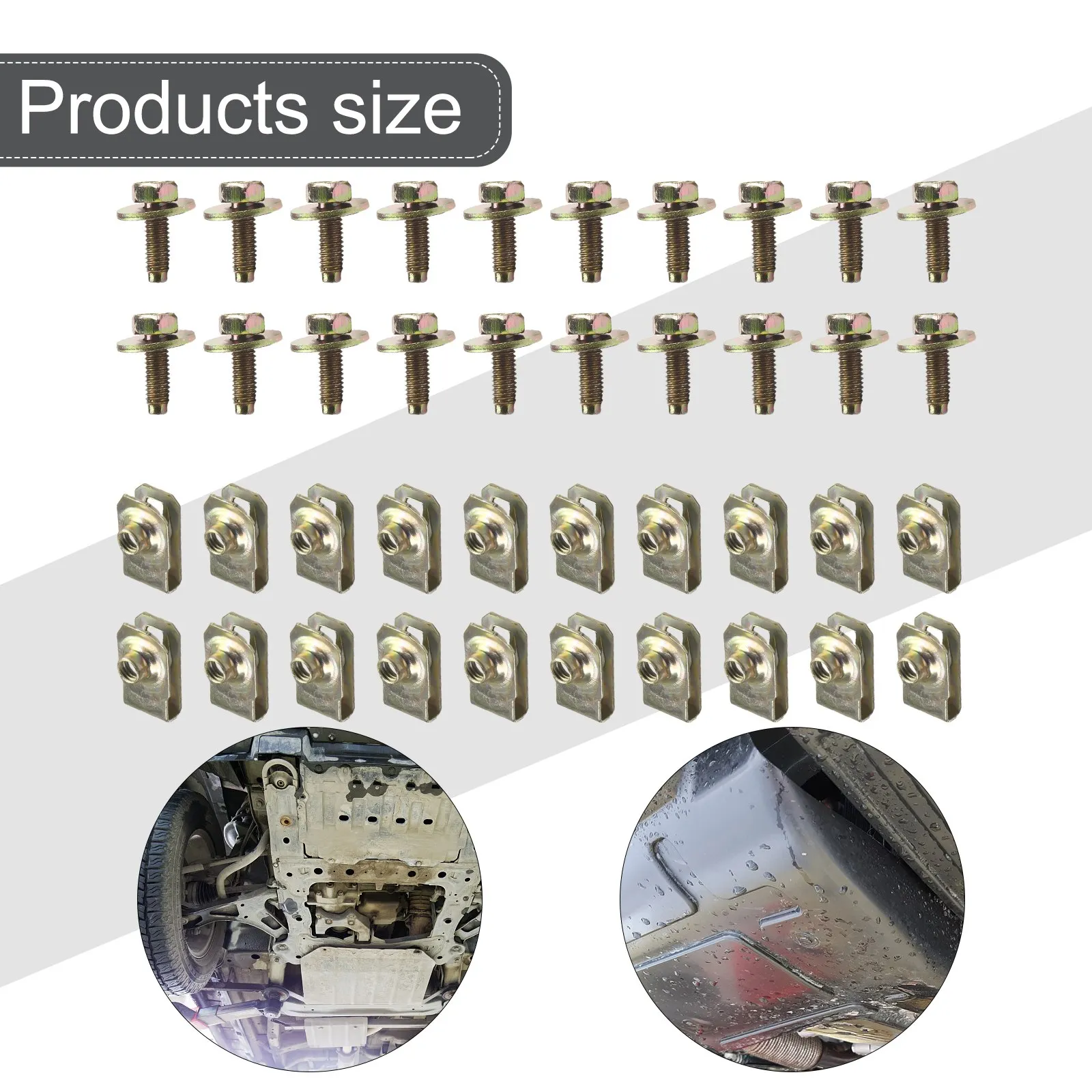40x Body Bolts U-Nuts Clips Engine Bottom Fender Liners Push Retainers Fasteners Yellow-galvanized Carbon Steel Material
40x Body Bolts U-Nuts Clips Engine Bottom Fender Liners Push Retainers Fasteners Yellow-galvanized Carbon Steel Material