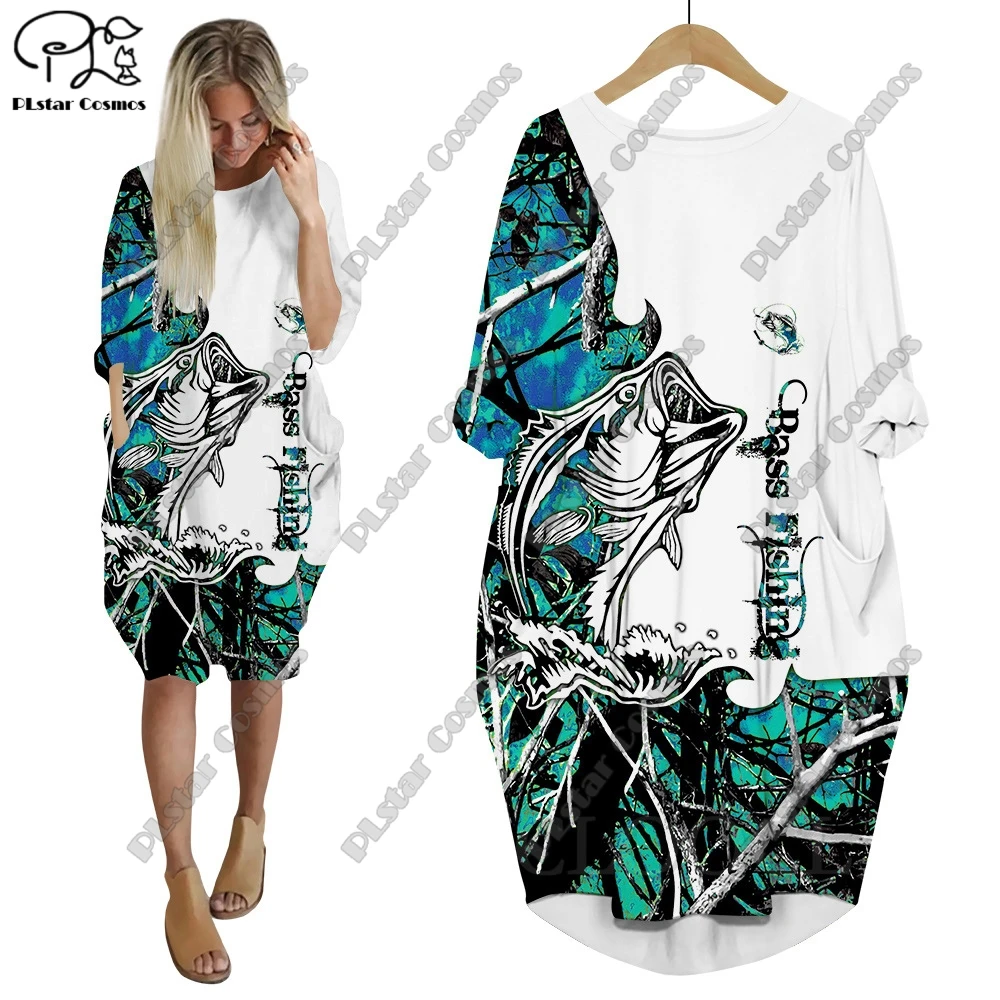 

PLstar Cosmos 3D Print Women's Batwing Pocket Midi Dress Summer Casual Fishing Vacation Style Harajuku Streetwear Collection 3