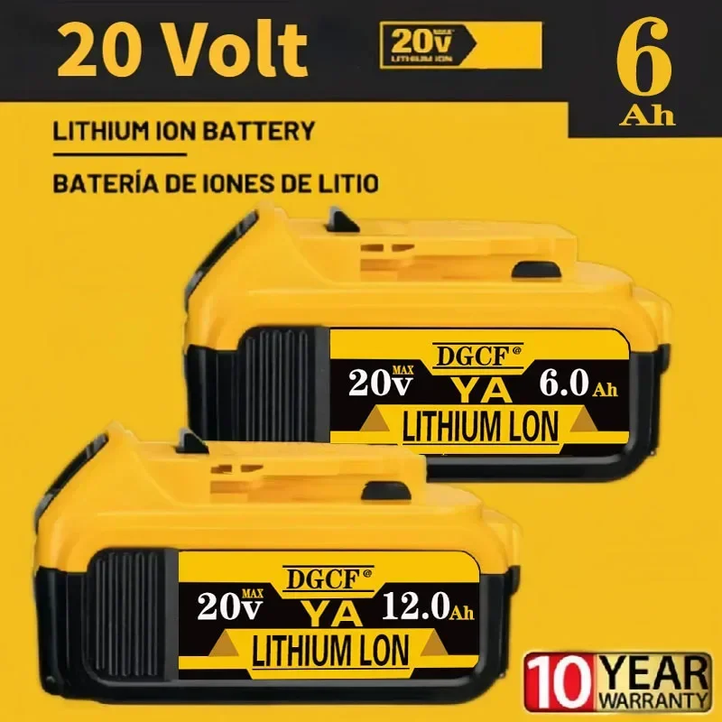 

2024 Upgrade DCB200 20V 6000mAh Battery , charger For Dewalt 18V DCB184 DCB200 DCB182 DCB180 DCB181 DCB182 DCB201 Tools Battery