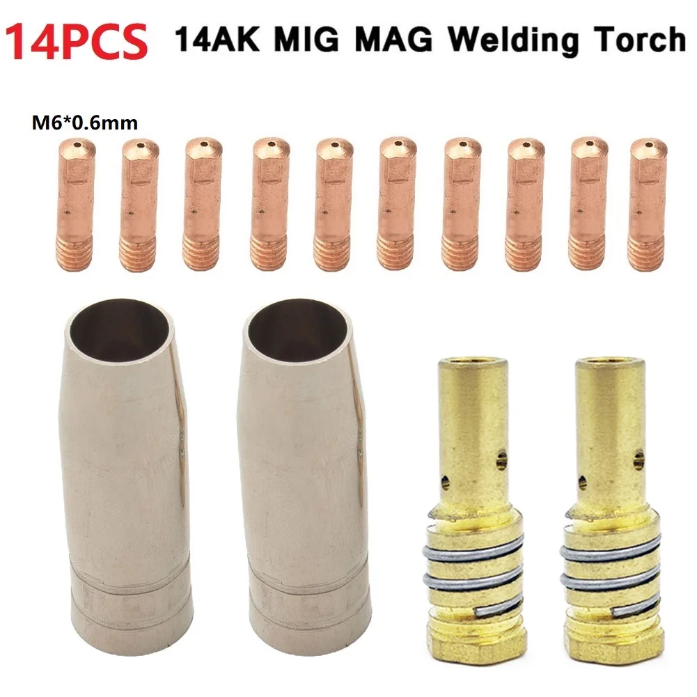 Welding Torch Consumables, Gas Nozzle Tip Holder, 14Pcs Set for MIG 14AK Welding Torch, Easy to Use and Maintain
Welding Torch Consumables, Gas Nozzle Tip Holder, 14Pcs Set for MIG 14AK Welding Torch, Easy to Use and Maintain