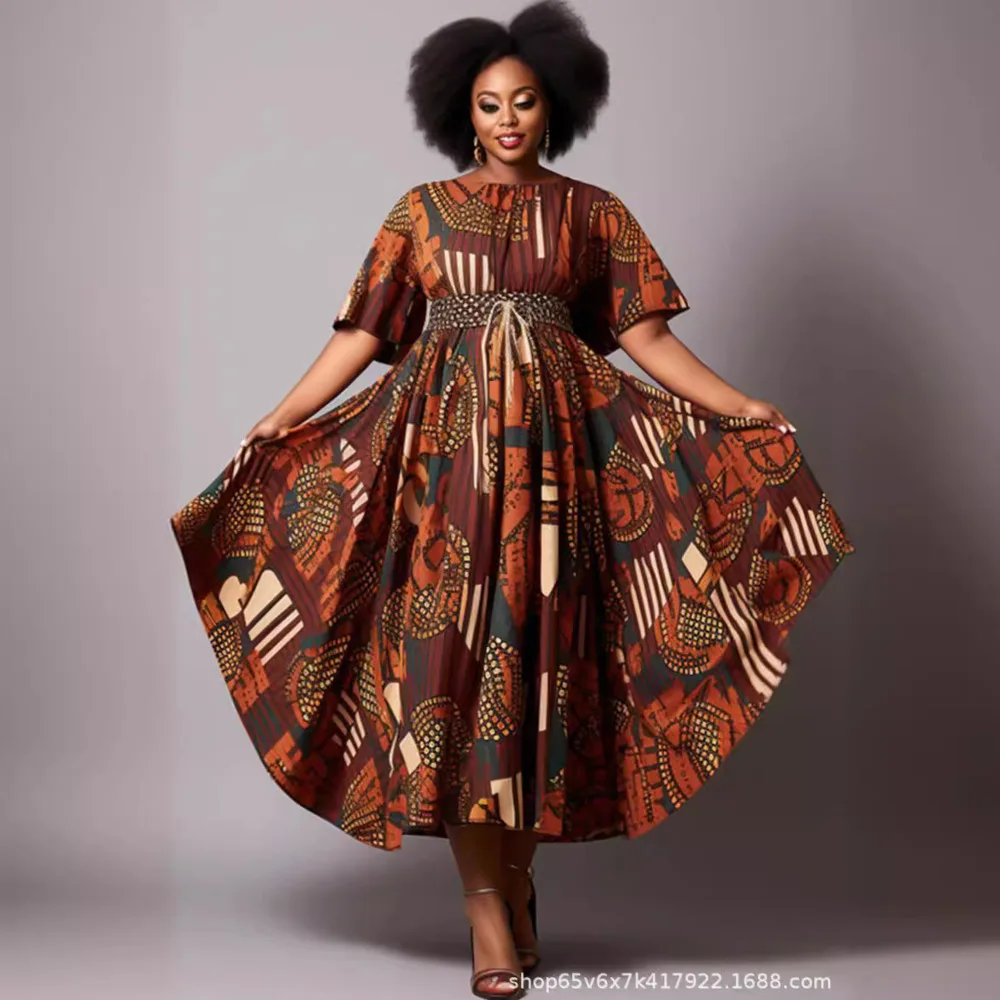 Women's Dresses 2024 Round Necked Fashion Casual Women New Contrasting Print Style Round Neck Commanding Africa Wedding Dresses
Women's Dresses 2024 Round Necked Fashion Casual Women New Contrasting Print Style Round Neck Commanding Africa Wedding Dresses