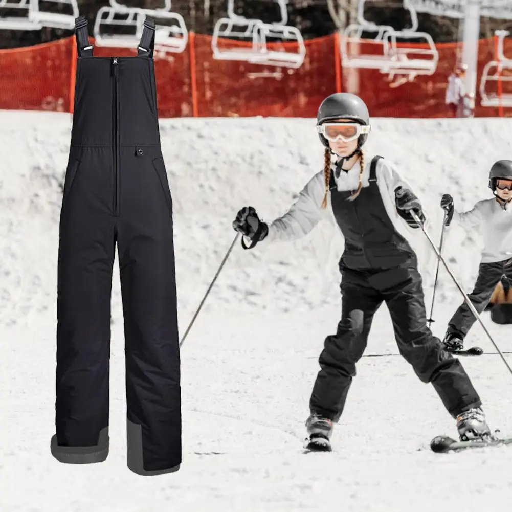 

Women Ski Pants Thermal Windproof Women's Overalls with Adjustable Shoulder Straps Front Zipper Waterproof Outdoor Jumpsuit