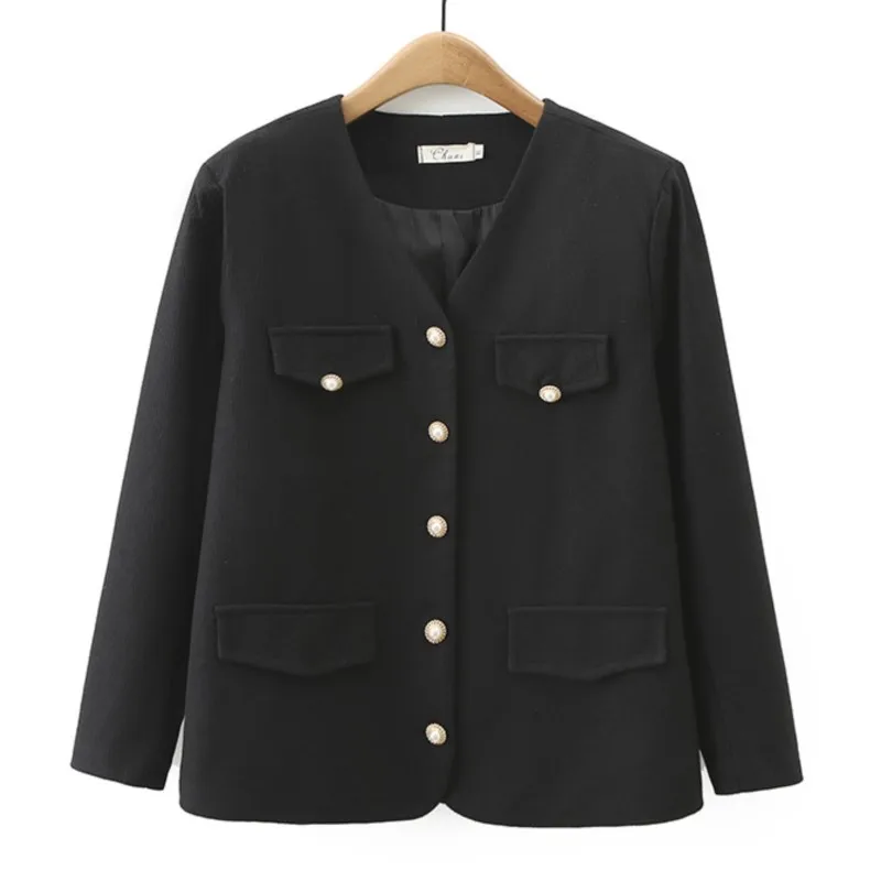 2023 Autumn Women Clothes Plus Size Jacket Casual Black V-Neck Chic Long Sleeve Curve Coat S5 6067
2023 Autumn Women Clothes Plus Size Jacket Casual Black V-Neck Chic Long Sleeve Curve Coat S5 6067