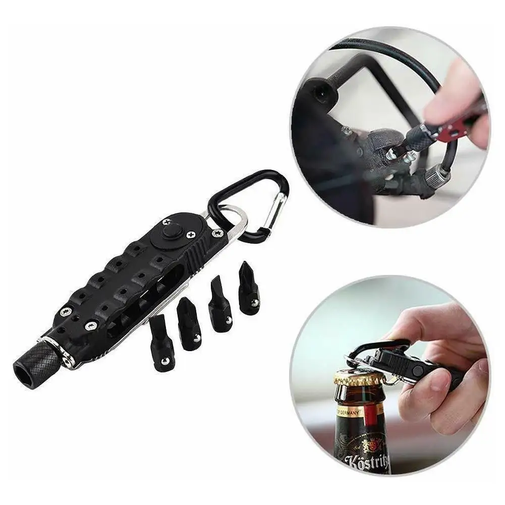 

Portable Multifunction Screwdriver Stainless Steel Bottle Opener Pocket Keychain Tools Camping Travel EDC Survival Equipment