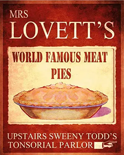 

Kexle Mrs Lovett's Worlds Famous Meat Pies Sweeny Todd Metal Wall Sign 8x12 inch Plaque Vintage Retro Signs Art pictu 8x12 inch