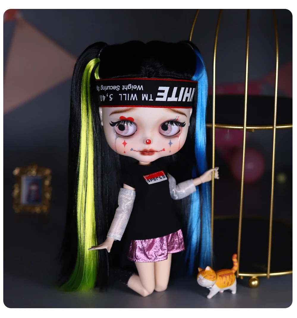 Harley – Premium Custom Neo Blythe Doll with Multi-Color Hair, White Skin & Matte Cute Face 6 Harley – Premium Custom Neo Blythe Doll with Multi-Color Hair, White Skin & Matte Cute Face 19