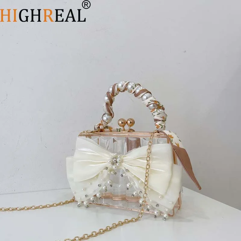 HIGHREAL Clear Acrylic Box Handbags For Party Wedding Pearls Chain Ladies Evening Clutch Purses Bow knot Crossbody Hand Bag
HIGHREAL Clear Acrylic Box Handbags For Party Wedding Pearls Chain Ladies Evening Clutch Purses Bow knot Crossbody Hand Bag