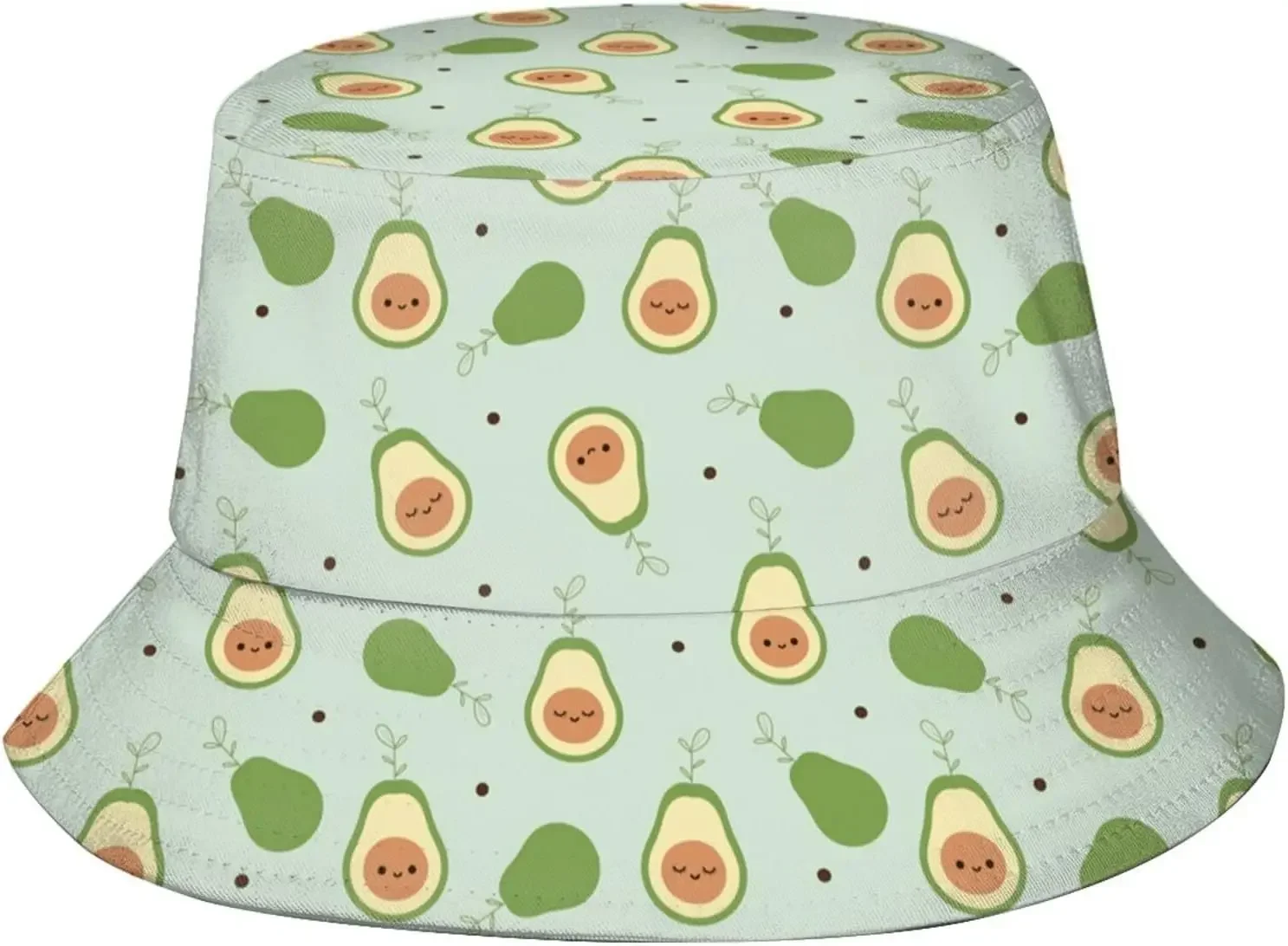 

Fashion Avocado Bucket Hat Sun Protection Packable Fisherman Hat Summer Hat Unisex Outdoor Travel Comfortable for Women Men
