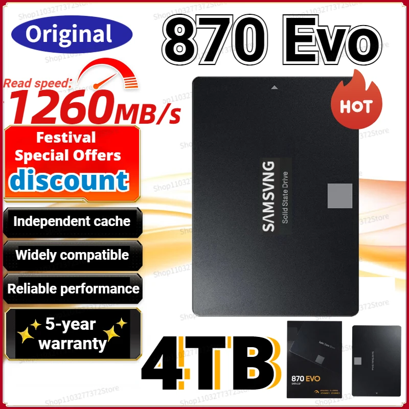 

4TB SSD 870 EVO 250GB 500GB 1TB 2TB Internal Solid State Disk HDD Hard Drive SATA3 2.5 inch Laptop Desktop PC MLC disco duro