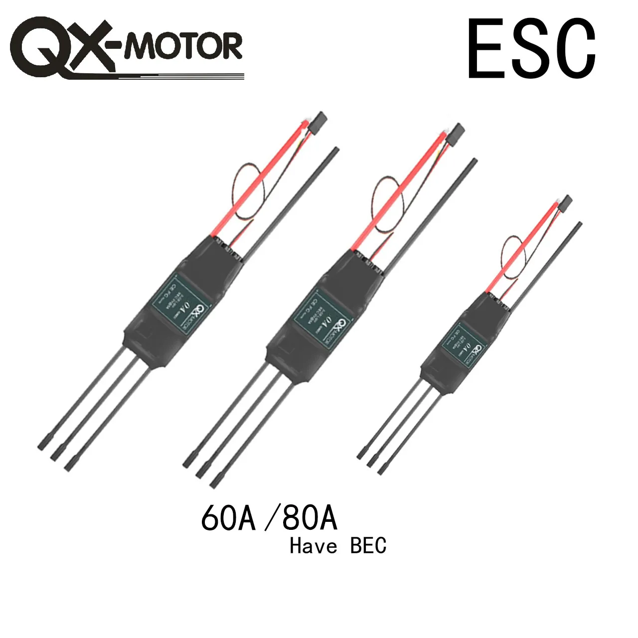 QX-MOTOR Brushless ESC 60A 80A Electronic Speed Controller 5V/5A BEC for RC Remote Control Aircraft Toys
QX-MOTOR Brushless ESC 60A 80A Electronic Speed Controller 5V/5A BEC for RC Remote Control Aircraft Toys