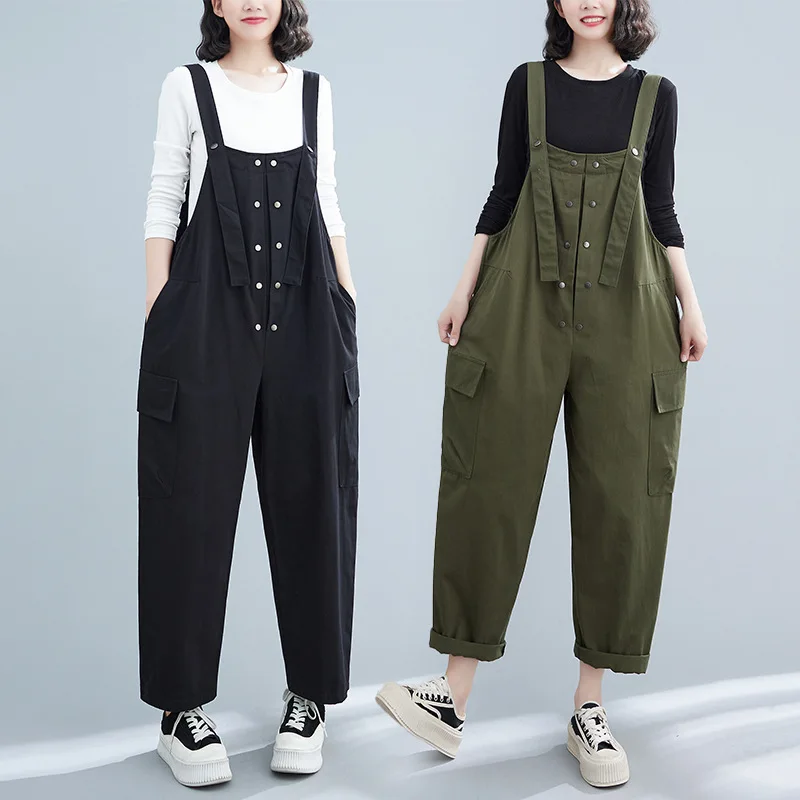2023 New Spring Sleeveless Suspenders Women's Loose Casual Pants Temperament Solid Color Versatile Solid Color Button Jumpsuit
2023 New Spring Sleeveless Suspenders Women's Loose Casual Pants Temperament Solid Color Versatile Solid Color Button Jumpsuit