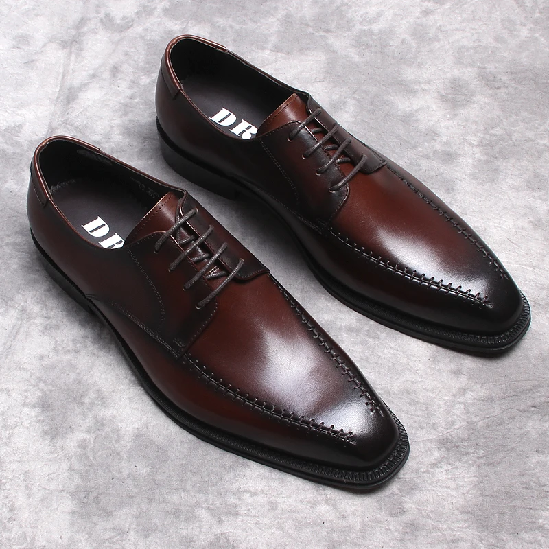 

Burgundy Black High Quality Handmade oxford Dress Shoes Men Genuine Cow Leather Suit Shoes Footwear Wedding Formal Italian Shoes